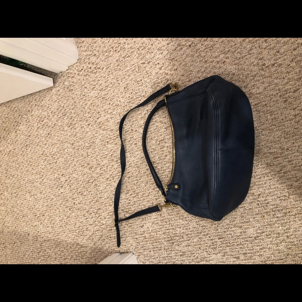 Blue leather J Crew shoulder bag